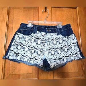 AQUA Denim and Lace Shorts sz 28 NWOT